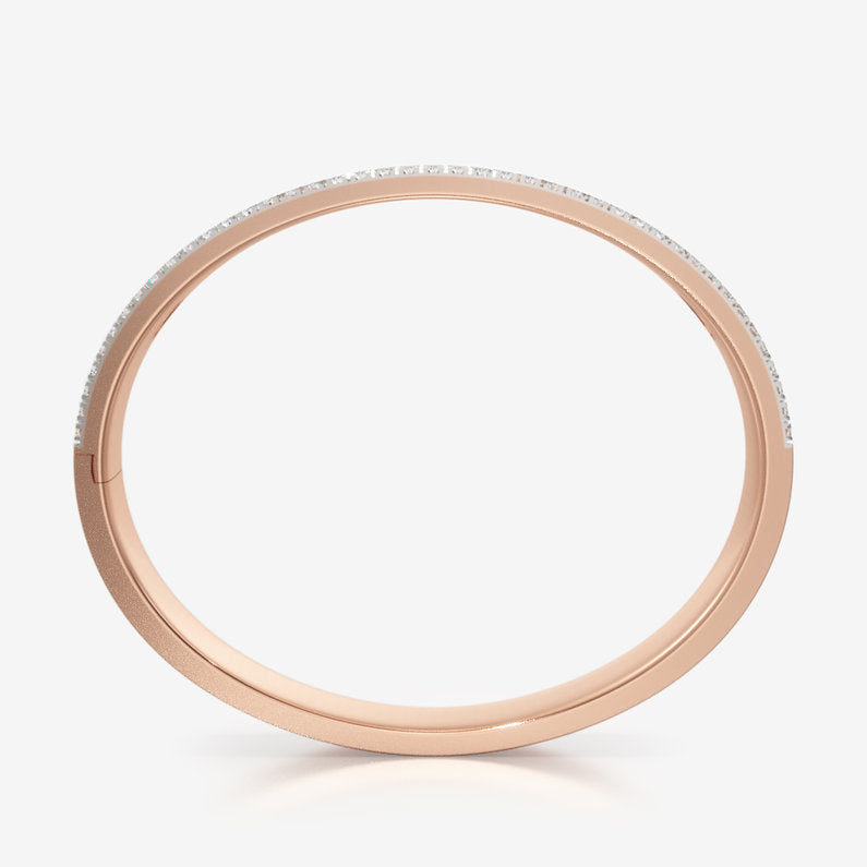 A modern placement of jewels on a rose gold band, the Kalyani bracelet is beauty left to interpretation. The simple shapes of jewels embedded on it allow space for the viewers imagination.