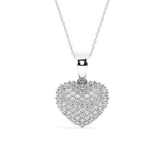 An iteration of the commonly found heart shape this pendant plays around with the size of the shape to make a power packed statement.